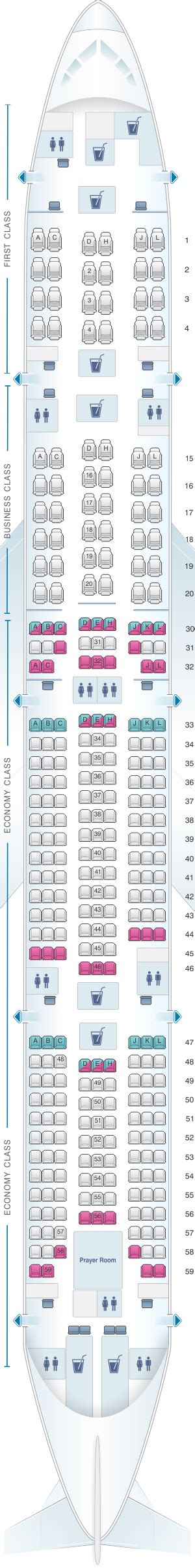 Seat Map Saudi Arabian Airlines Boeing B777 300ER (77W).